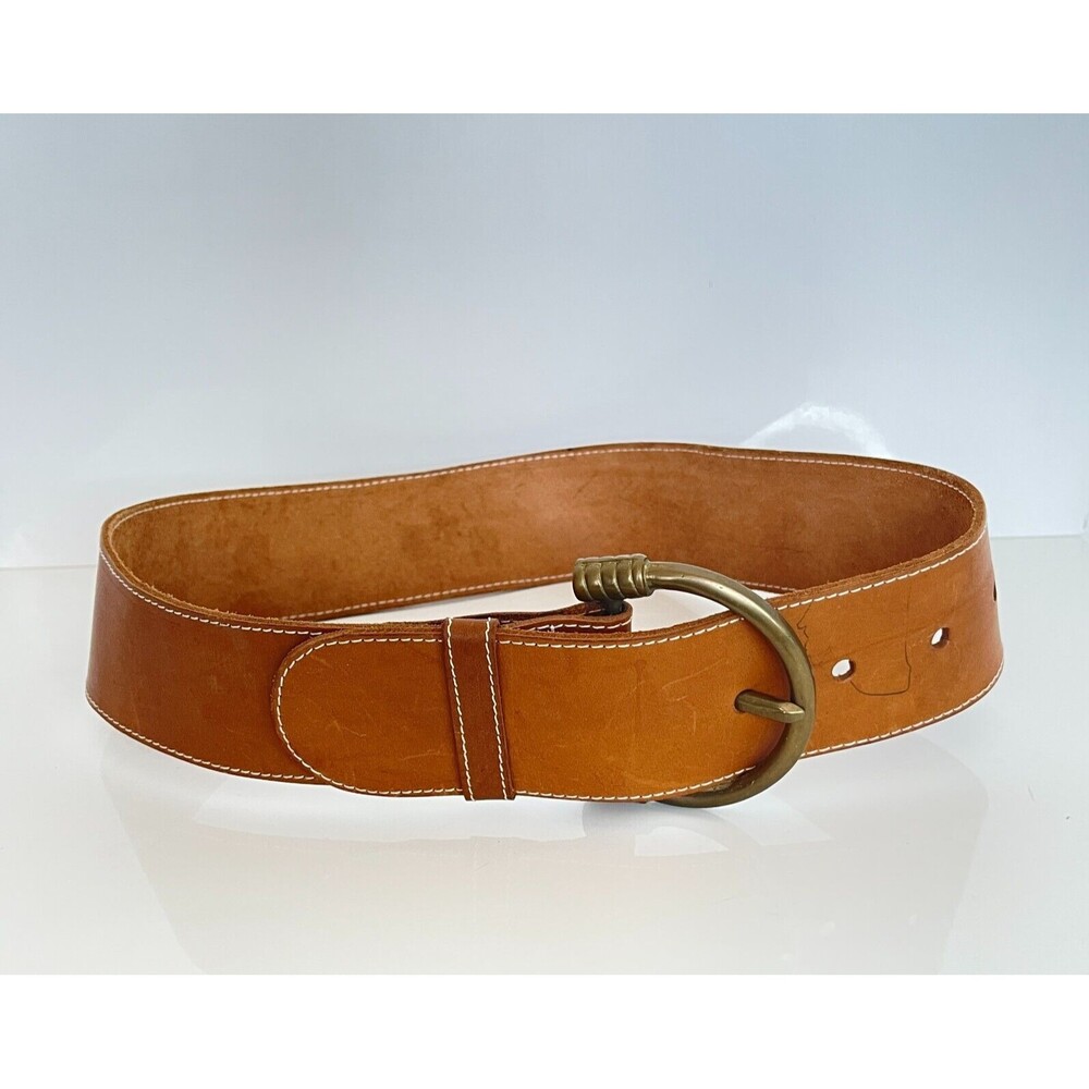 Wide brown leather belts for womens 32"